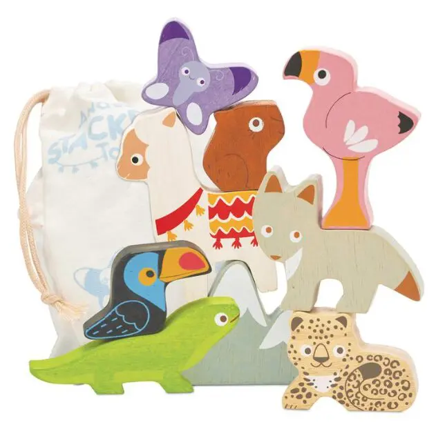 Le toy van Andes Stacking Tower and Bag - Image 2
