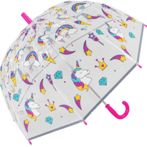 Colourful Childrens Unicorn Clear Bubble Dome Umbrella