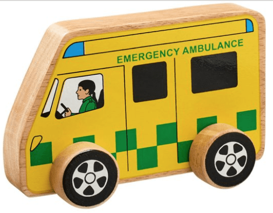 Lanka kade Wooden ambulance push along toy
