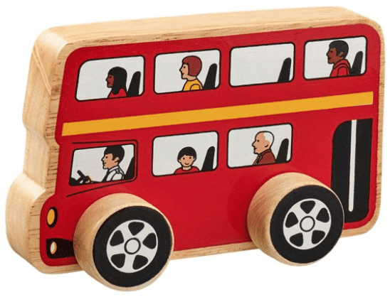 Lanka kade Wooden double decker bus push along toy