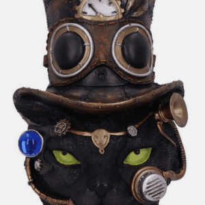 steampunk Gothic felius Mogg Black Cat Head Figurine
